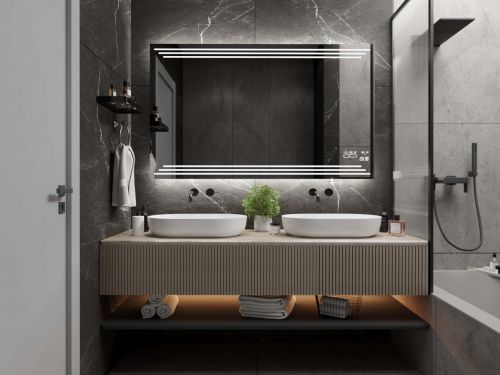 Fürdőszoba tükör polccal és világítással M17