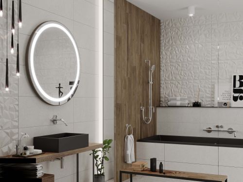 Dizájnos kerek fürdőszobai tükör C4 prémium