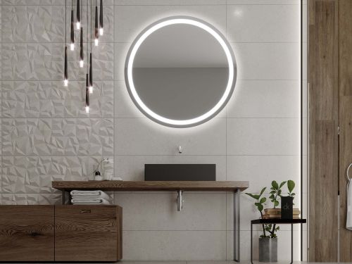 Kerek fürdőszobai tükör LED háttérvilágítással C4